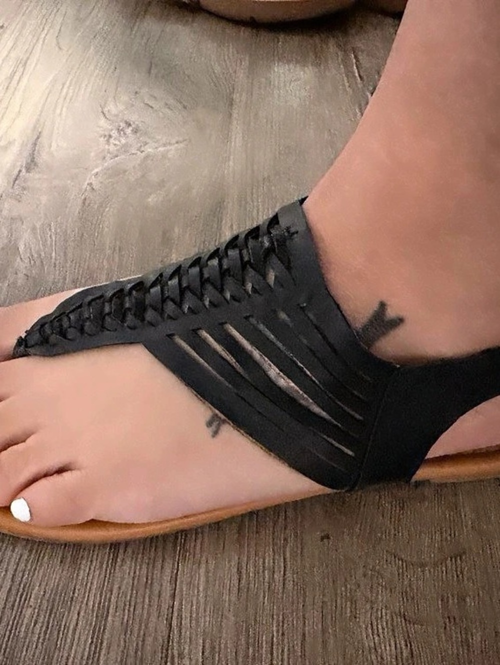 Woven Flat Sandals in Black & Brown